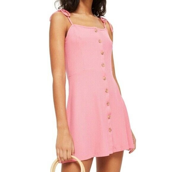 Topshop Dresses & Skirts - Topshop Button Down Rib Minidress Pink